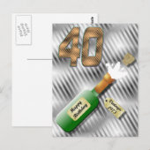 Champagnefles 40e verjaardag Briefkaart (Voorkant / Achterkant)