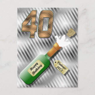 Champagnefles 40e verjaardag Briefkaart