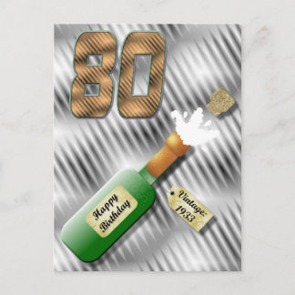 Champagnefles 80e verjaardag Briefkaart