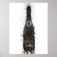 Champagnefles Muur Kunstprint 'Black Fizz'