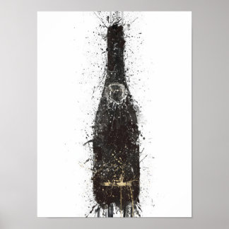 Champagnefles Muur Kunstprint 'Black Fizz' Poster
