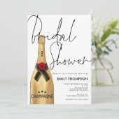 Champagnefles Script Gold Vrijgezellenfeest Kaart (Staand voorkant)