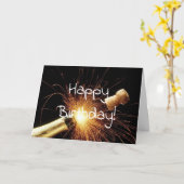 champagnefles verjaardag kaart (Gele Bloem)