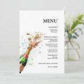 Champagnefles Vrijgezellenfeest feest Menu (Staand voorkant)