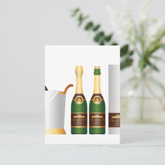 champagneflessen briefkaart (Staand voorkant)