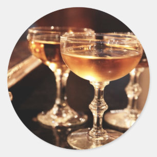 champagneglas gouden toast ronde sticker