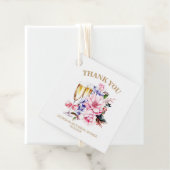 Champagneglas Roze Bloemen Dank u Bedankjes Labels (In situ)