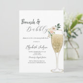Champagneglas Witte Bloem Brunch & Bubble Kaart (Staand voorkant)