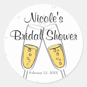 Champagneglazen & Bubbles Modern Feest Favor Ronde Sticker