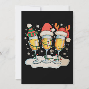 Champagneglazen Kerstman Rendier Kerstmis Kerst Kaart