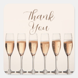 Champagneglazen "Thank You" Square Favoriete Stick Vierkante Sticker