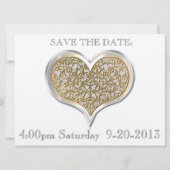 Champagnekant (Metallic bruiloft uitnodiging) Save The Date (Achterkant)