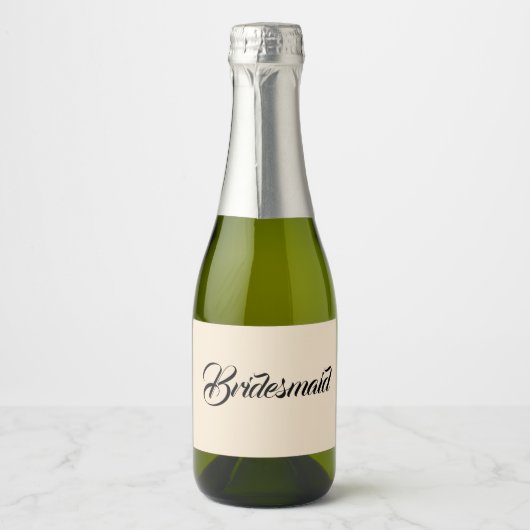 Champagnekleur gestileerd script bruiloft bruidsme sparkling wijnetiket (Voorkant)