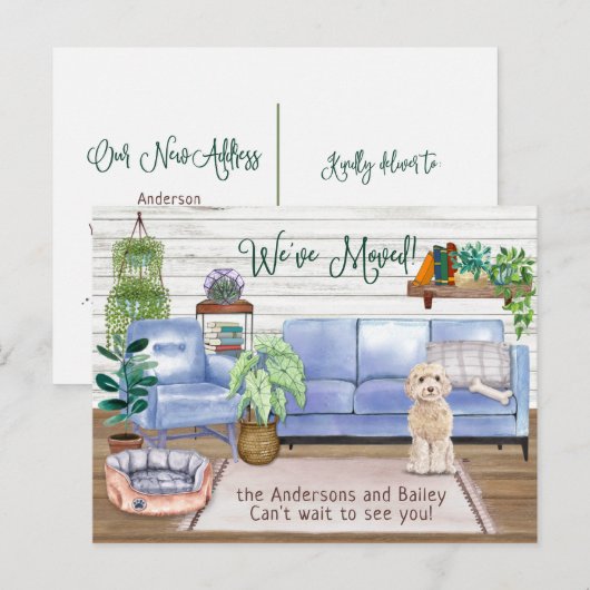 Champaign Cockapoo Cozy New Home Moving Aankondigingskaart (Voorkant / Achterkant)