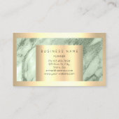 Champaign Gold Lijst Metallic Sparkly Mint Marble Visitekaartje (Achterkant)