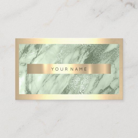 Champaign Gold Lijst Metallic Sparkly Mint Marble Visitekaartje (Voorkant)