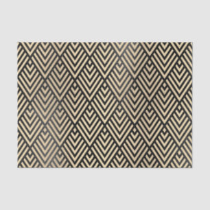 Champaign Gold Metallic Black VIP Chevron Art Deco Tissuepapier