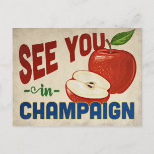 Champaign Illinois Apple - Vintage Travel Briefkaart