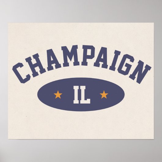 Champaign, Illinois Vintage Athletic-Style Poster (Devant)