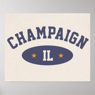 Champaign, Illinois Vintage Sportieve Stijl Poster
