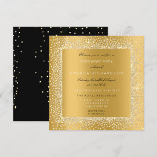 Champaigne Gold Black Confetti Sepia Glitter VIP Kaart