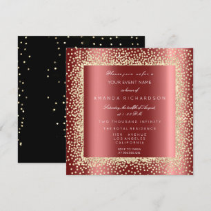 Champaigne Gold Glitter Black Burgundy Confett Kaart