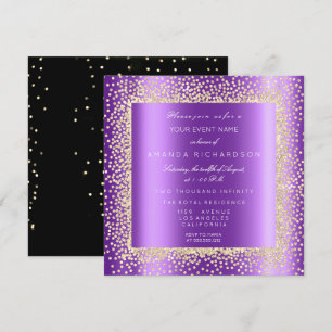 Champaigne Gold Glitter Black Confetti Paars Plum Kaart
