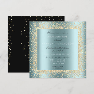 Champaigne Gold Glitter Zwart Aqua Blue Confett Kaart