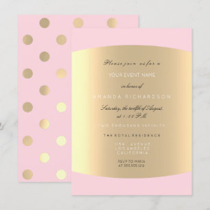 Champaigne Gold Polka Dots Sepia Roos Pink Pastel Kaart