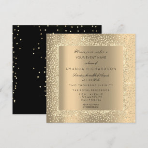 Champaigne Sepia Goud Glitter Zwart Confetti VIP Kaart