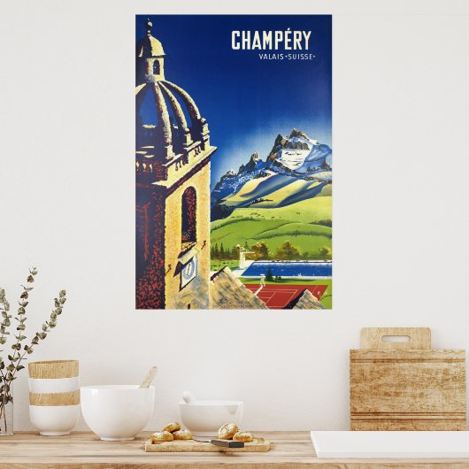 Champéry, Valais, Suisse, Affiche de ski (Cuisine)