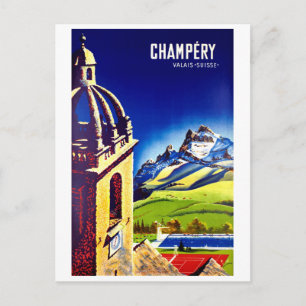 Champéry, Wallis, Zwitserland. Oude reis Briefkaart