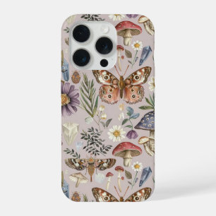 Champignon papillon vintage et fleur