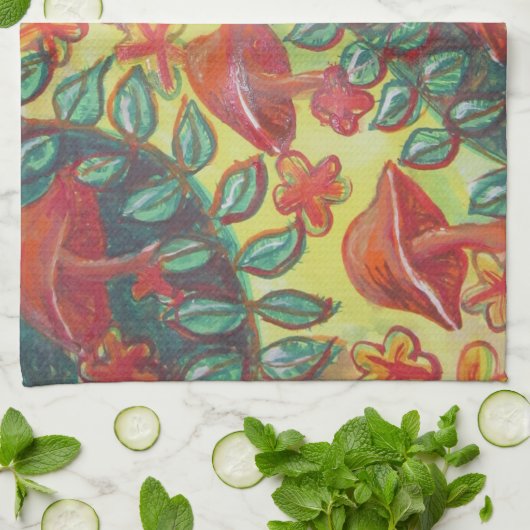 champignon rétro serviette de cuisine (Plié)