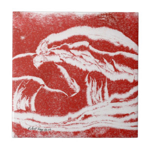 Champignon rouge et blanc, carreau de céramique d