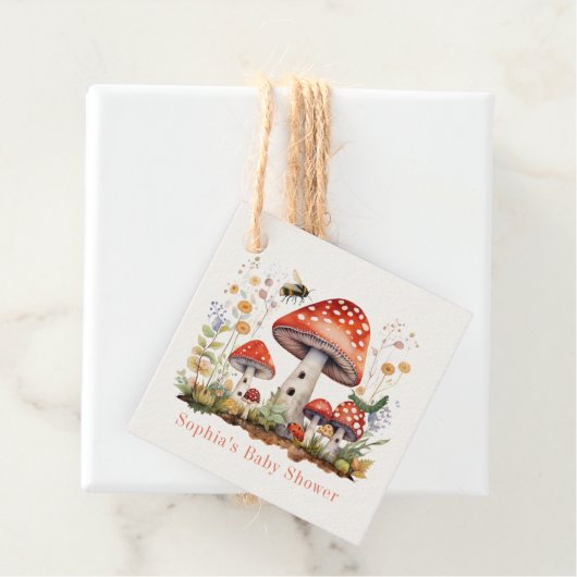 Champignonbloemige bijenworm Baby shower Bedankjes Labels (In situ)