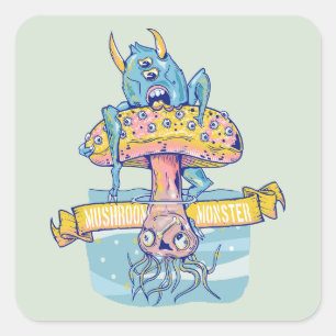 CHAMPIGNONMONSTER VIERKANTE STICKER