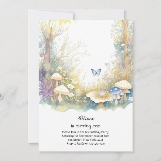 Champignons 1er anniversaire Invitation (Devant)