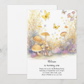 Champignons 1er anniversaire Invitation (Devant / Derrière)