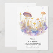 Champignons 1er anniversaire Invitation (Devant / Derrière)