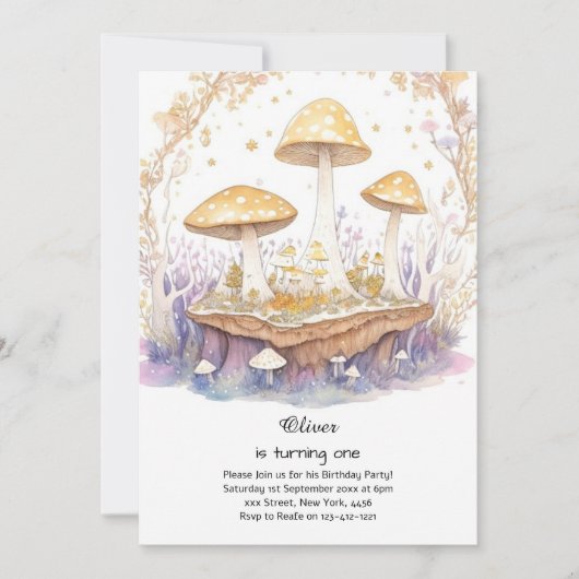 Champignons 1er anniversaire Invitation (Devant)