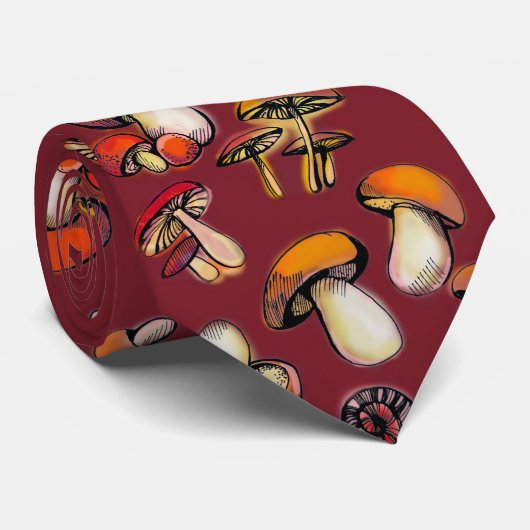 Champignons avec cravate arrière - plan rouge (Roulé)