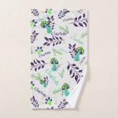 Champignons blancs et bleus Motif Personnalisé Nom (Serviette à main)