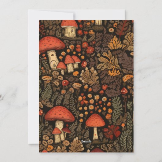 Champignons Bois Forêt Animale Bébé Faire-part (Dos)