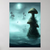 Champignons, brouillard et océan | AI Art Poster (Devant)