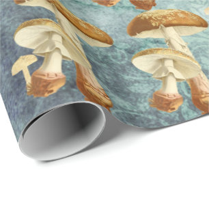 Champignons Bruin Woodland Antiek Blauw Blauwgroen Cadeaupapier