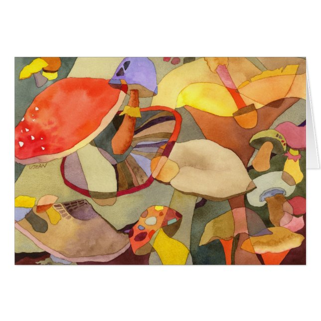Champignons colorés : Carte blanche (Devant horizontal)