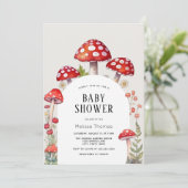 Champignons Cottage Bois Baby shower Invitation (Debout devant)