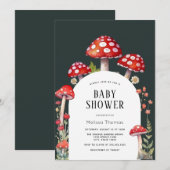 Champignons Cottage Bois Baby shower Invitation (Devant / Derrière)