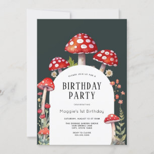 Champignons Cottage Bois Invitation d'anniversaire